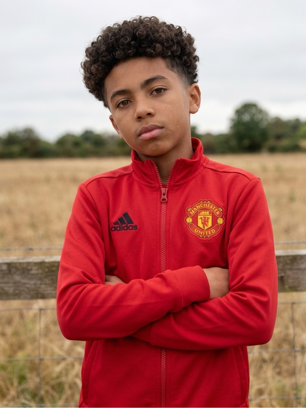 adidas Red Manchester United Youth Zip-Up Track Jacket